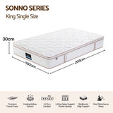Darrahopens Furniture > Mattresses > King Single Mattress Giselle 30cm King Single Spring Mattress Tencel Cover 5-Zone Firm Back Support In Australia - Darrahopens