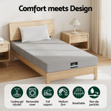 Darrahopens Furniture > Mattresses > King Single Mattress Giselle Bedding Cool Gel Memory Foam Mattress Charcoal 7-Zone Washable Bamboo Cover 15cm King Single