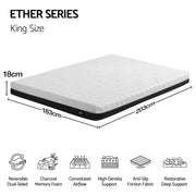 Darrahopens Furniture > Mattresses > King Size Mattress Giselle 18cm King Memory Foam Mattress Dual Feel Reversible Charcoal Foam In Australia - Darrahopens