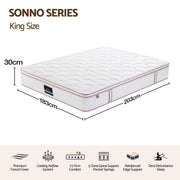 Darrahopens Furniture > Mattresses > King Size Mattress Giselle 30cm King Spring Mattress Tencel Cover 5-Zone Firm Back Support In Australia - Darrahopens
