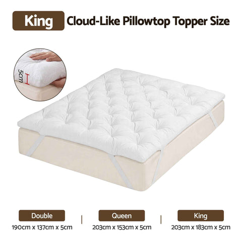 Darrahopens Furniture > Mattresses > King Size Mattress Giselle King Pillow Top Mattress Topper 1300GSM White Duck Feather For Old Bed Upgrade 5cm Thick In Australia - Darrahopens
