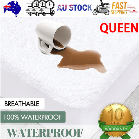 Darrahopens Furniture > Mattresses > Mattress Toppers 100% Terry Cotton Fitted Mattress Protector Waterproof Queen