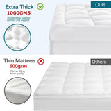 Darrahopens Furniture > Mattresses > Mattress Toppers 1000GSM Mattress Topper Viscose Derived from Bamboo, Thick Pillowtop Fitted Mattress Cover with 45cm Deep Skirt - Machine Washable Hypoallergenic(Double,Black)