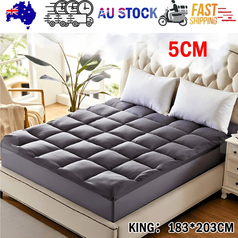 Darrahopens Furniture > Mattresses > Mattress Toppers 5CM Bedding Luxury Pillowtop Mattress Topper Mat Pad Antibacterial and dust mite-resistant King:183*203cm
