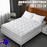 Darrahopens Furniture > Mattresses > Mattress Toppers Bamboo Pillowtop Mattress Topper Luxury Bedding Mat Pad Protector Cover King Single 108 x 203 cm
