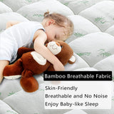 Darrahopens Furniture > Mattresses > Mattress Toppers Bamboo Pillowtop Mattress Topper Luxury Bedding Mat Pad Protector Cover Queen 153 x 203 cm