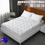 Darrahopens Furniture > Mattresses > Mattress Toppers Bamboo Pillowtop Mattress Topper Luxury Bedding Mat Pad Protector Cover Single 90 x 190 cm