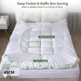 Darrahopens Furniture > Mattresses > Mattress Toppers Bamboo Pillowtop Mattress Topper Luxury Bedding Mat Pad Protector Cover Single 90 x 190 cm