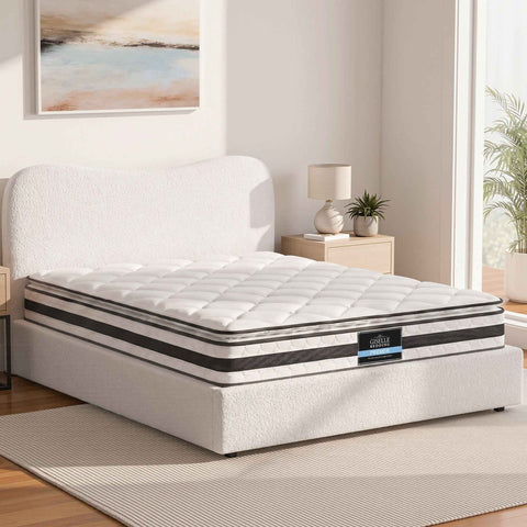Giselle 21cm Bonnell Pillow Top Mattress Artiss Double Boucle Bed Frame Set In Australia - Darrahopens