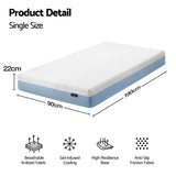 Darrahopens Furniture > Mattresses > Mattress Toppers Giselle 22cm Cooling Gel Memory Foam Mattress Single Medium Firm
