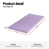 Darrahopens Furniture > Mattresses > Mattress Toppers Giselle 5cm Memory Foam Mattress Topper Lavender Infused Egg Crate King Single
