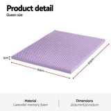 Darrahopens Furniture > Mattresses > Mattress Toppers Giselle 5cm Memory Foam Mattress Topper Lavender Infused Egg Crate Pad Mat Queen