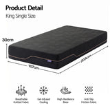 Darrahopens Furniture > Mattresses > Mattress Toppers Giselle King Single Cooling Memory Foam Mattress Medium Firm with Gel Comfort 30cm