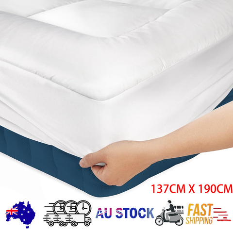 Darrahopens Furniture > Mattresses > Mattress Toppers Luxury Mattress Topper Pillowtop Bedding Mat Pad Fitted Cover Underlay DOULBE