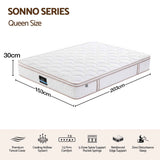 Darrahopens Furniture > Mattresses > Queen Mattress Giselle 30cm Queen Spring Mattress Tencel Cover 5-Zone Firm Back Support In Australia - Darrahopens