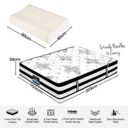 Darrahopens Furniture > Mattresses > Queen Mattress Giselle Queen 34cm 5-Zone Euro Top Pocket Spring Mattress with 2 Natural Latex Contour Pillows In Australia - Darrahopens