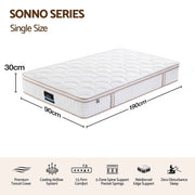 Darrahopens Furniture > Mattresses > Single Mattress Giselle 30cm Single Spring Mattress Tencel Cover 5-Zone Firm Back Support In Australia - Darrahopens