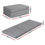 Darrahopens Furniture > Mattresses > Single Mattress Giselle Foldable Mattress Folding Sofa Bed Trifold Memory Foam Camping Cushion Mat