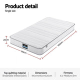 Darrahopens Furniture > Mattresses > Single Mattress Giselle Single Mattress 20cm with Reinforced Edge Support Egg-Crate Foam