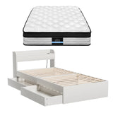 Darrahopens Furniture > Mattresses > Single Mattress Giselle Single Mattress 5-zone Pocket Spring Mattresses with Artiss Wooden Storage Bed Frame Set