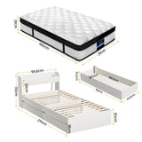 Darrahopens Furniture > Mattresses > Single Mattress Giselle Single Mattress 5-zone Pocket Spring Mattresses with Artiss Wooden Storage Bed Frame Set