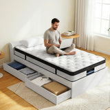 Darrahopens Furniture > Mattresses > Single Mattress Giselle Single Mattress 5-zone Pocket Spring Mattresses with Artiss Wooden Storage Bed Frame Set