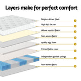Darrahopens Furniture > Mattresses > Single Mattress Giselle Single Mattress 5-zone Pocket Spring Mattresses with Artiss Wooden Storage Bed Frame Set