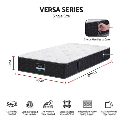 Darrahopens Furniture > Mattresses > Single Mattress Giselle Single Reversible Spring Mattress Cashmere Cover Gel Foam Firm 35cm In Australia - Darrahopens