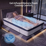 Darrahopens Furniture > Mattresses > Single Mattress Levitex 35CM Single Mattresses Gel Memory Foam and 7-Zone Ergonomic Pocket Spring, Anti-Roll Dual-Row Edge, Triple Cooling System for Hot Sleepers