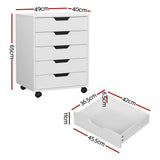 Darrahopens Furniture > Office Artiss 5-Drawer Filing Cabinet Mobile Rolling Storage Cabinet Chest of Drawers Stand White
