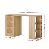 Darrahopens Furniture > Office Artiss Computer Desk Drawer Shelf Home Office Study Table Rattan Oak 120CM