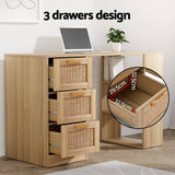 Darrahopens Furniture > Office Artiss Computer Desk Drawer Shelf Home Office Study Table Rattan Oak 120CM