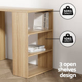 Darrahopens Furniture > Office Artiss Computer Desk Drawer Shelf Home Office Study Table Rattan Oak 120CM