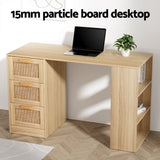 Darrahopens Furniture > Office Artiss Computer Desk Drawer Shelf Home Office Study Table Rattan Oak 120CM