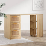 Darrahopens Furniture > Office Artiss Computer Desk Drawer Shelf Home Office Study Table Rattan Oak 120CM