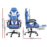 Darrahopens Furniture > Office Artiss Gaming Office Chair Executive Computer Leather Chairs Footrest Blue White