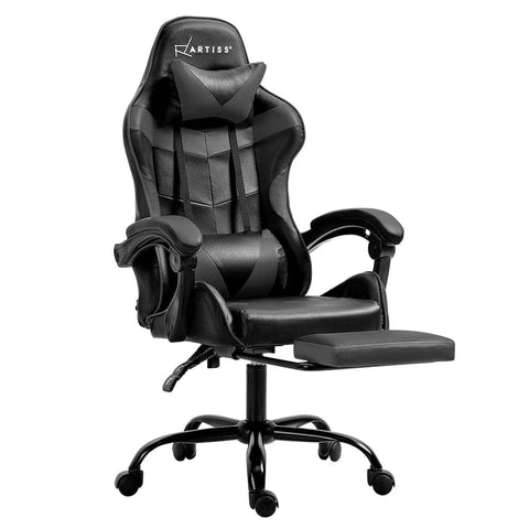 Darrahopens Furniture > Office Artiss Gaming Office Chair Executive Computer Leather Chairs Footrest Grey