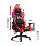 darrahopens Furniture > Office Artiss Gaming Office Chair RGB LED Lights Computer Desk Chair Home Work Chairs