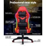 darrahopens Furniture > Office Artiss Gaming Office Chair RGB LED Lights Computer Desk Chair Home Work Chairs