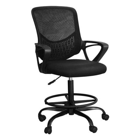 Darrahopens Furniture > Office Artiss Office Chair Drafting Stool Computer Standing Desk Mesh Chairs Black