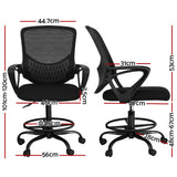 Darrahopens Furniture > Office Artiss Office Chair Drafting Stool Computer Standing Desk Mesh Chairs Black