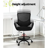 Darrahopens Furniture > Office Artiss Office Chair Drafting Stool Computer Standing Desk Mesh Chairs Black