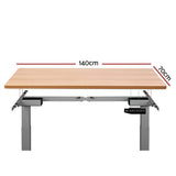 darrahopens Furniture > Office Artiss Standing Desk Adjustable Height Desk Dual Motor Electric Grey Frame Oak Desk Top 140cm