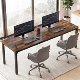 Darrahopens Furniture > Office > Desks Artiss Computer Desk 2 Person Double Workstation Study Table Rustic Brown 200cm In Australia - Darrahopens