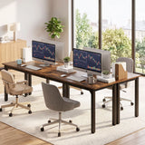 Darrahopens Furniture > Office > Desks Artiss Computer Desk 2 Person Double Workstation Study Table Rustic Brown 200cm In Australia - Darrahopens