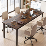 Darrahopens Furniture > Office > Desks Artiss Computer Desk 2 Person Double Workstation Study Table Rustic Brown 200cm In Australia - Darrahopens