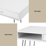 Darrahopens Furniture > Office > Desks Artiss Computer Desk Drawer Cabinet Home Office Desks Workstation 100cm White