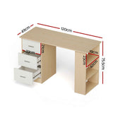 Darrahopens Furniture > Office > Desks Artiss Computer Desk Drawer Shelf Oak White 120CM In Australia - Darrahopens