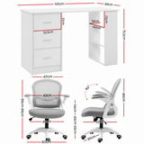 Darrahopens Furniture > Office > Desks Artiss Computer Desk & Ergonomic Office Chair Set 120cm Home Office Study Desk with 3 Drawers & 3 Shelves, Mesh Computer Chair with Flip-Up Armrests In Australia - Darrahopens