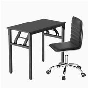 Darrahopens Furniture > Office > Desks Artiss Computer Desk Office Chair PU Leather Set Foldable Home Study Table Black